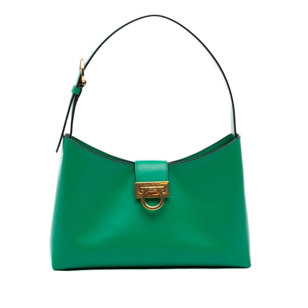 Pre-Loved Ferragamo Leather Gancini Trifolio Shoulder Bag